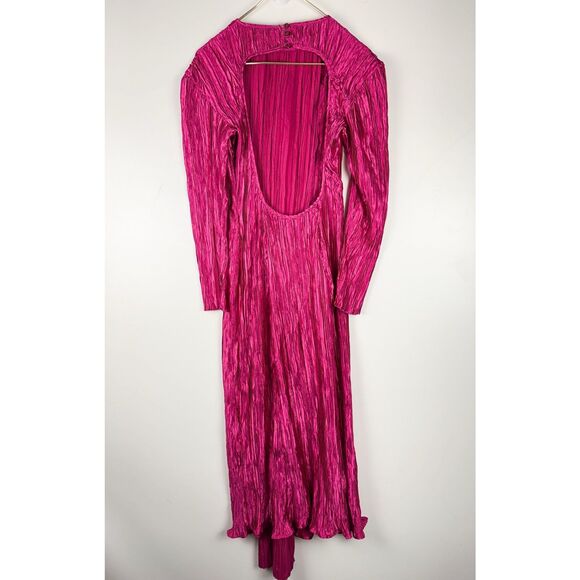 Laagam Arizona Dress Womens Medium Pink Open Back Maxi Textured Party Gown - Picture 12 of 12